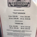 Quincy's Steakhouse Cardápio