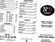No 9 Grill menu