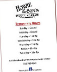 Howie And Son's Pizza Parlor menu