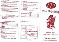 777 Thai Take Away menu