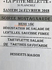 La P'tite Millette menu
