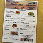 Sunrise Donuts menu