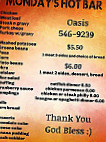 Oasis Pizza Station menu