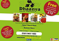 Dhaanya Indian Takeaway menu