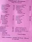 Clambeaugh's menu