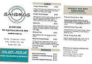 Sandros Cafe And Restaurant Bar menu