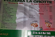 Pizzeria La Grotte menu