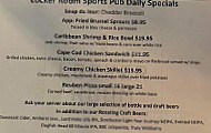 Locker Room Sports Pub menu