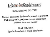 Le Bistro des Grands Hommes menu