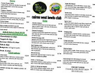 West Cairns Bowls Club menu