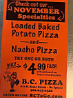 Bc Pizza menu