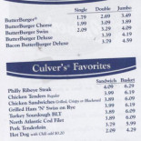 Culver's Cardápio