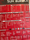 Sun Burger menu