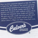 Culver's Cardápio