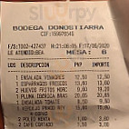 Bodega Donostiarra menu