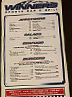 Winners Sports Grill menu