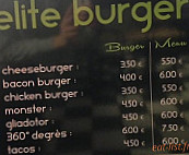 Elite Burger menu