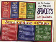 Spencer's Dairy Kream menu