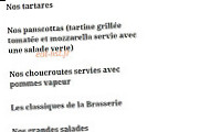 Brasserie du Theatre menu