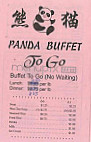 Panda Buffet menu