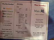 Max Noodles menu