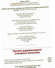 Auberge De L'artoire menu