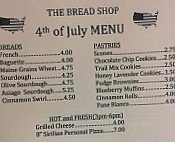 The Bread Shop menu
