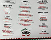 Kiko's Mexican menu