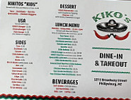 Kiko's Mexican menu
