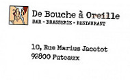 De Bouche A Oreille menu