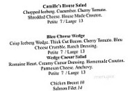 Camille's Prime menu