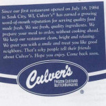 Culver's Cardápio