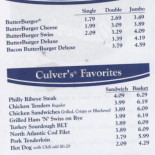 Culver's Cardápio