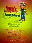 Yoyo's Mexican Restaurant Bar Grill menu