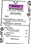 Auberge de La Fontaine menu