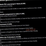 O'crépuscule Cardápio