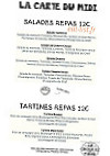 La Table Des Copains menu