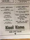 Kool Kone menu