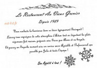 Au Vieux Grenier menu