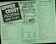 Upper Crust Pizzeria menu