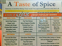 A Taste of Spice menu