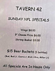 Tavern 42 menu