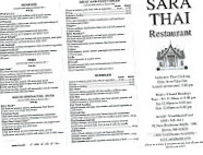 Sara Thai menu