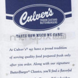Culver's Cardápio