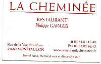 La Cheminee menu