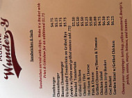 Wunder Y In Business Since 1935 menu