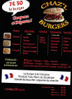 Chaz"l Burgers menu