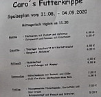 Caro's Futterkrippe menu