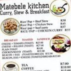 Matebele Kitchen menu