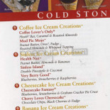 Cold Stone Creamery Cardápio